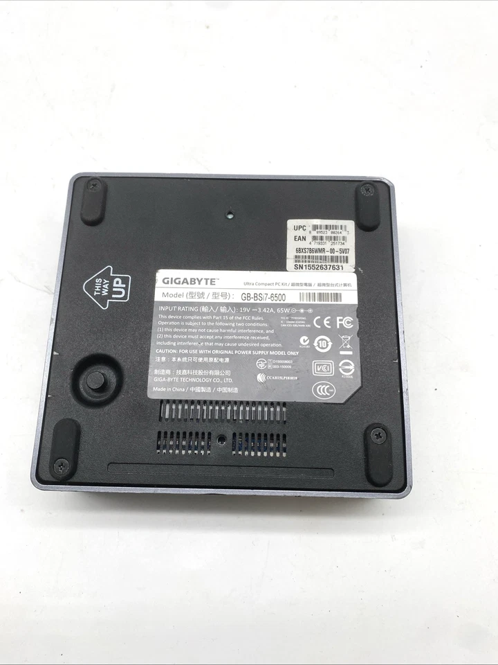 Mini PC GIGABYTE GB-BSi7H-6500 i7-6500U @2,50 GHz 8 GB DDR3L 120 GB SSD Windows 10 Foto 4 de 4