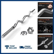 Nickel-Plated 47" EZ Curl Bar with Diamond Knurl Grip - Perfect for Home Gym