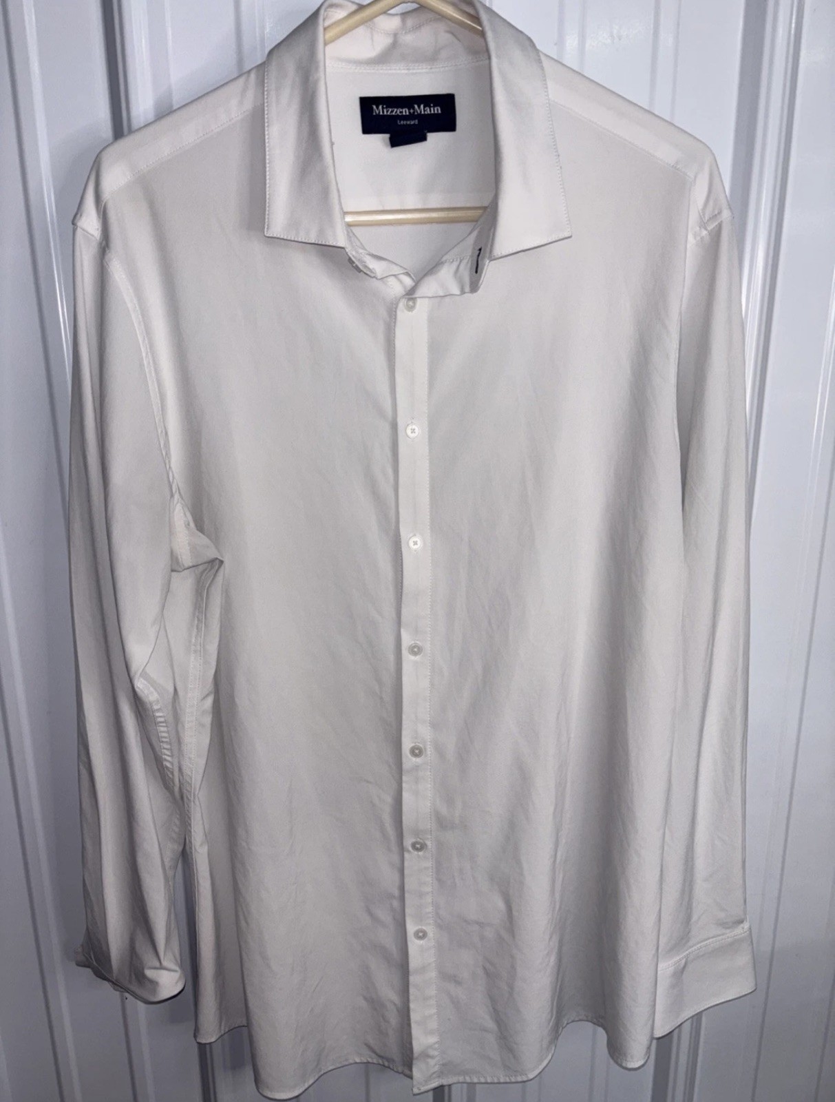 Mizzen+Main Leeward Collection Size XL Trim White Button Up Dress Shirt