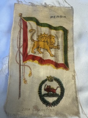 Vintage Zira Cigarettes ''Persia'' Tobacco Silk/Felt Flag & Lion Design