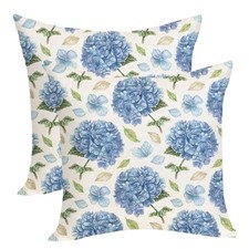 Spring Floral Pillow Covers 18x18 Pack of 18" x 18" Pack of 2 Blue Hydrangea