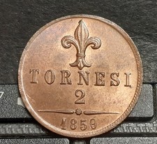 FRANCESCO II DI BORBONE 2 TORNESI  1859  FDC ROSSO