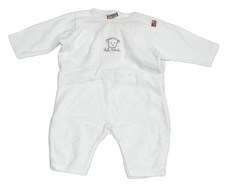 Ducky Beau Frottee- Strampler Einteiler Overall Schlafanzug Uni Gr. 68 weiß