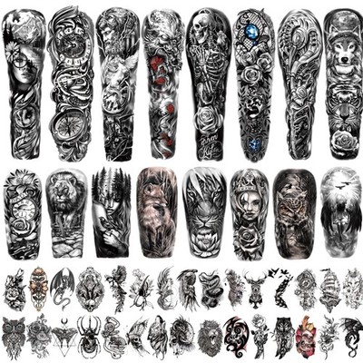 Temporäre Tattoos Männer Frauen Tier Blumen Skelett Tattoo Sticker 46 Blatt