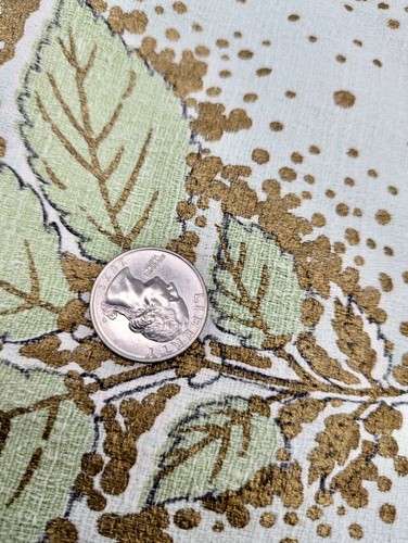 Vintage Barkcloth Fabric Panel/Curtain 50's Abstract Teal Nature 102" by 33.5" - Picture 6 of 20