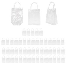 50PCS Clear PVC Gift Bags with Handles Reusable Plastic Wrap Tote Bags1751