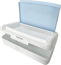 Double Layer Pencil Organizer Box,Plastic Storage Box for Pencil, Eraser,Brushes