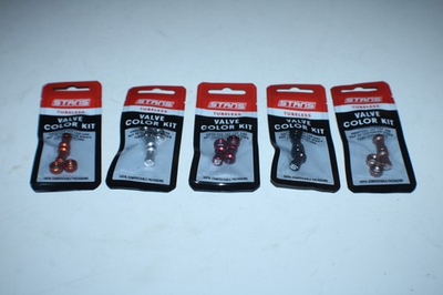 #ad Stan#x27;s Tubeless Valve Color Kit SilverRedBlackOrangeCopper Annodized Tap Cap Nut $8.06