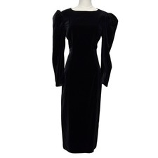 Vintage Barboglio Cristina Jan Dress Womens Medium Velvet Puff Sleeve Formal 80s