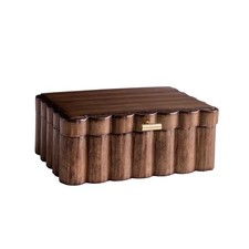 Scalloped Wooden Jewelry Box, Trinket Organizer with Lid