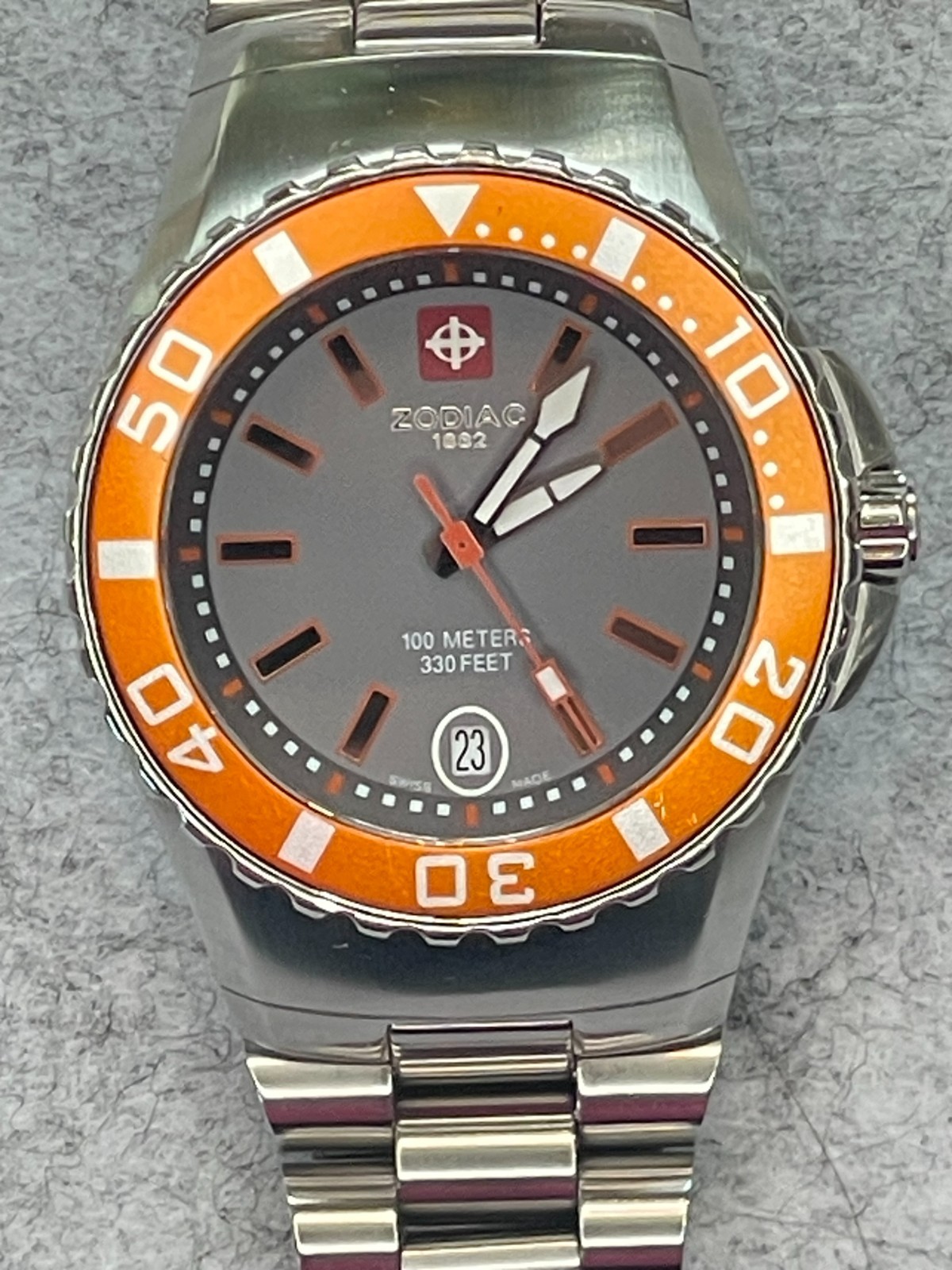 Zodiac Sea Ghost Men's Watch, Z02404 - Orange Bezel, Gray Dial, 38.5 Case, S.S.