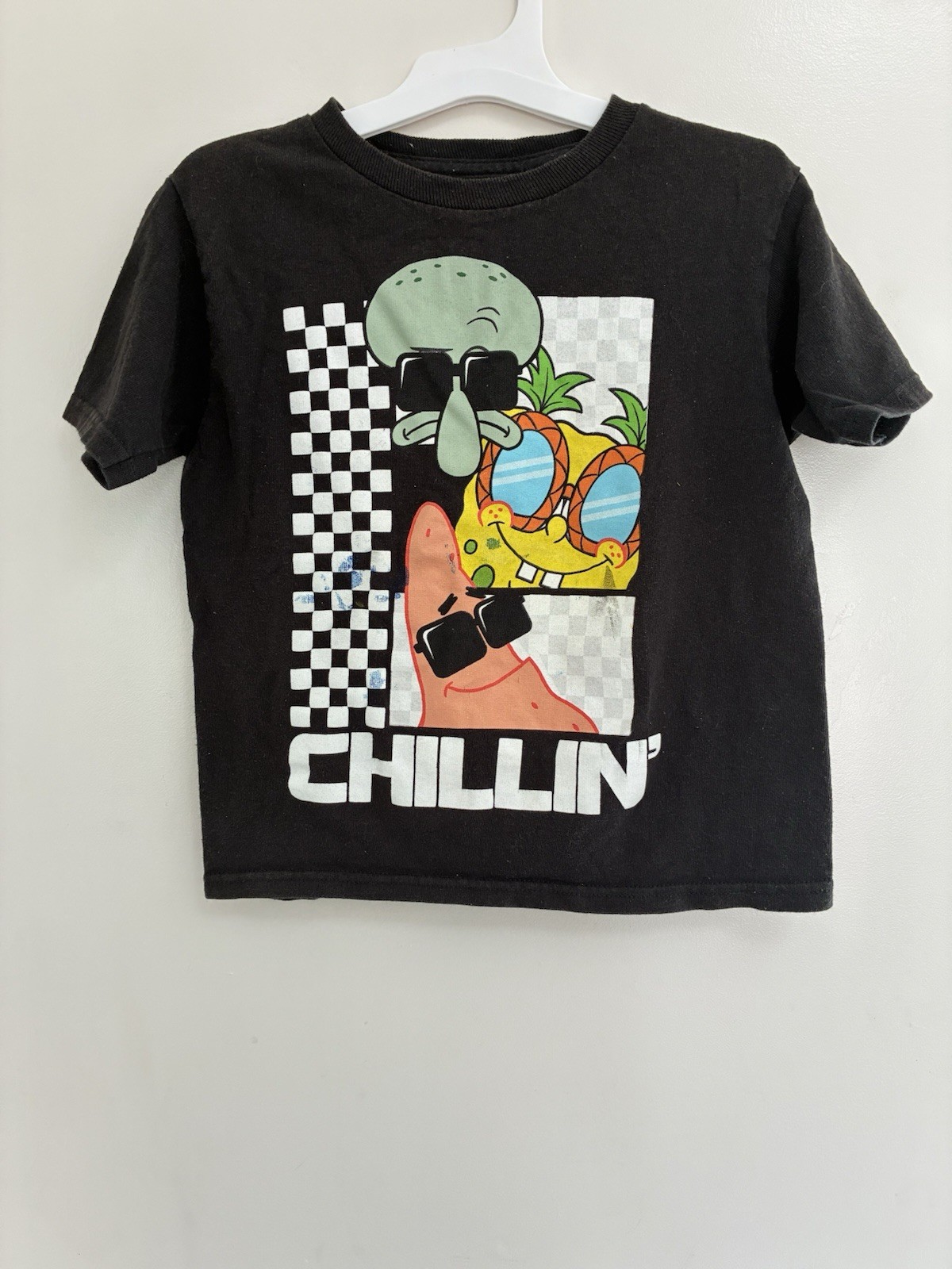 Nickelodeon Kids Boys SpongeBob SquarePants Cotton Short Sleeve Shirt Black XS