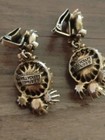 Vtg. HollyCraft Turquoise Pearl Earring   clip on  Tone Jewelry  — photo 4
