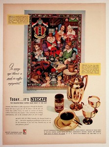 Nescafé 1946 Vintage Magazine Ad Arthur Szyk Dutch Coffee Artwork Print
