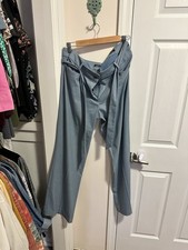 LOFT Women’s Trousers Light Blue Size 12 Pants Tie Waist