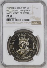 1987 Guernsey CU-NI &pound;2 William The Conqueror 900th Anniversary NGC MS 66