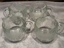 70's Vintage Nestle Nescafe World Globe Frosted Glass Coffee Mugs Cups 4
