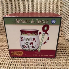 Cracker Barrel "Santa I Can Explain" Ceramic Mug & Spoon - New Christmas Mug