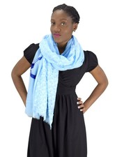 Nautical Anchor and Dainty Heart Print Light weight Summer Scarf Sky Blue