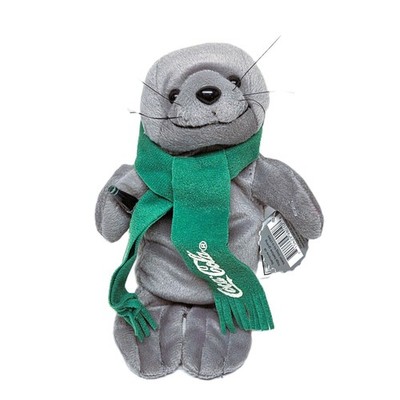Vintage 1998 Coca Cola Bean Bag Plush Seal In Green Scarf #0123 w/ Hang Tags