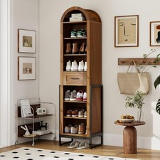 High-Capacity 8-Tier Shoe Rack with Drawer:71"Tall Freestanding Arched Organizer