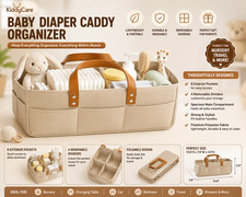 KiddyCare Baby Diaper Caddy Organizer Nursery Storage Basket w/ Dividers Regular