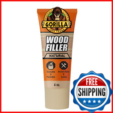 Gorilla All Purpose Wood Filler, 6 oz, Natural - Indoor/Outdoor, Water Resistant