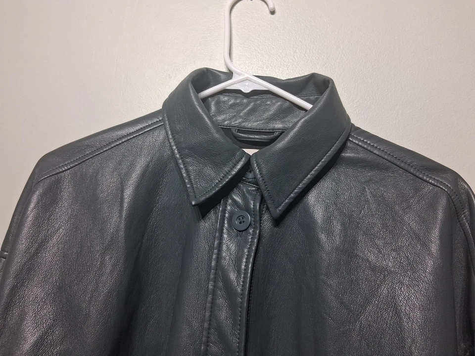 Chaqueta Camisa Artizia Babaton Verde Azulado Cuero Vegano Pelli Relajada Talla M Foto 4 de 4