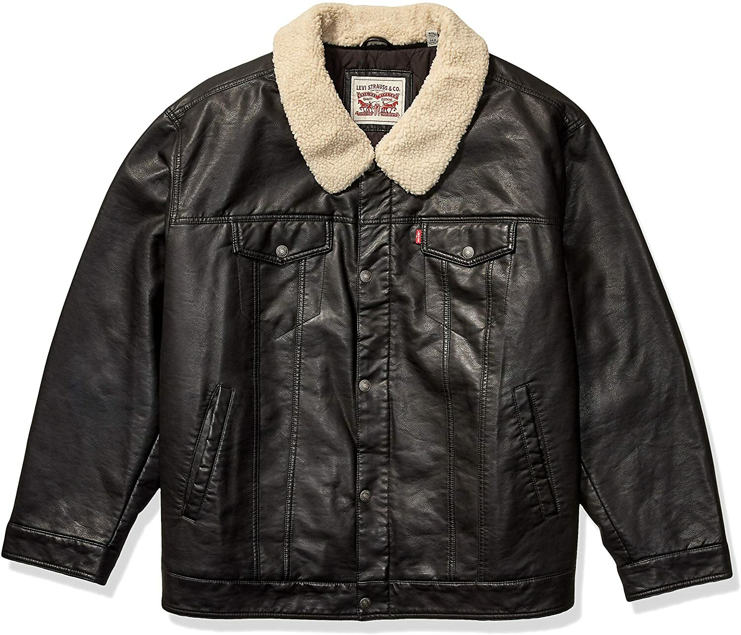 Descubrir 55+ imagen levi's men's faux leather quilted trucker jacket