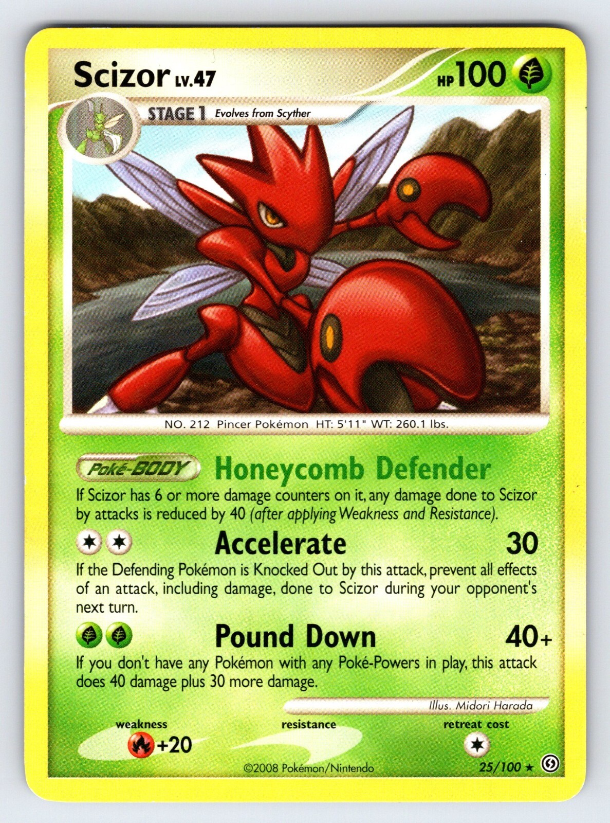 Scizor 25/100 2008 Stormfront Set Pokemon Card TCG Nintendo Non Holo Rare - Lp