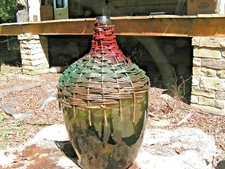 Primitive Hand Woven Wicker Wrapped Wine Jug from Italy 0737