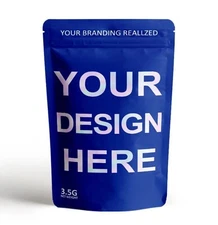 500 CUSTOM Bags Mylar 12x17+7cm Resealable Smell Proof Font & Back HD Printing!