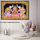 Goddess Laxmi Saraswati Ganesha Indian Tapestry Sequins Work Wall Hanging Poster