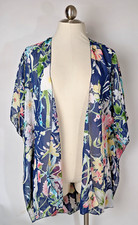 Emory Park Women Sheer Boho Romantic Floral Open Cardigan Kimono Size L