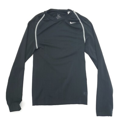 Nike Pro Compression Shirt Boys Approx. Size Small? Black Base Layer Long Sleeve