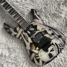 Jack Electric Guitar Skull Smoking 24 Frets Black&white Free Shipping