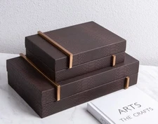 Medium Snake print faux leather jewelry box with attached lid - 1 pc