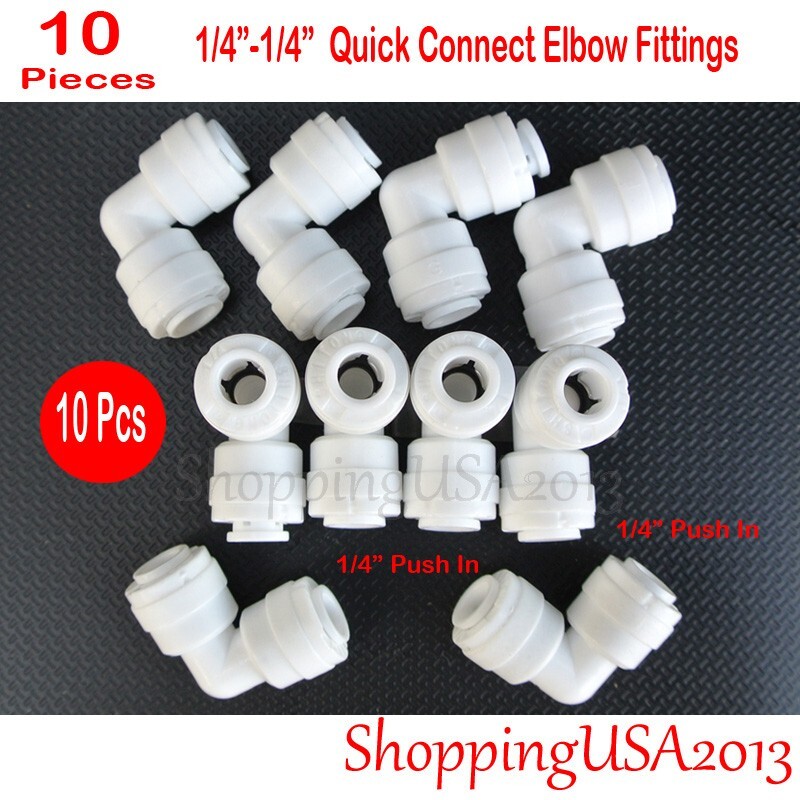 10 Pcs 1/4-1/4 Quick Connect Elbow Push In Fitting Connector For Water Filter