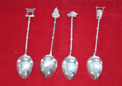 VTG Okubo Brothers .950 Sterling Japanese 4-PC Demi Spoon Set w