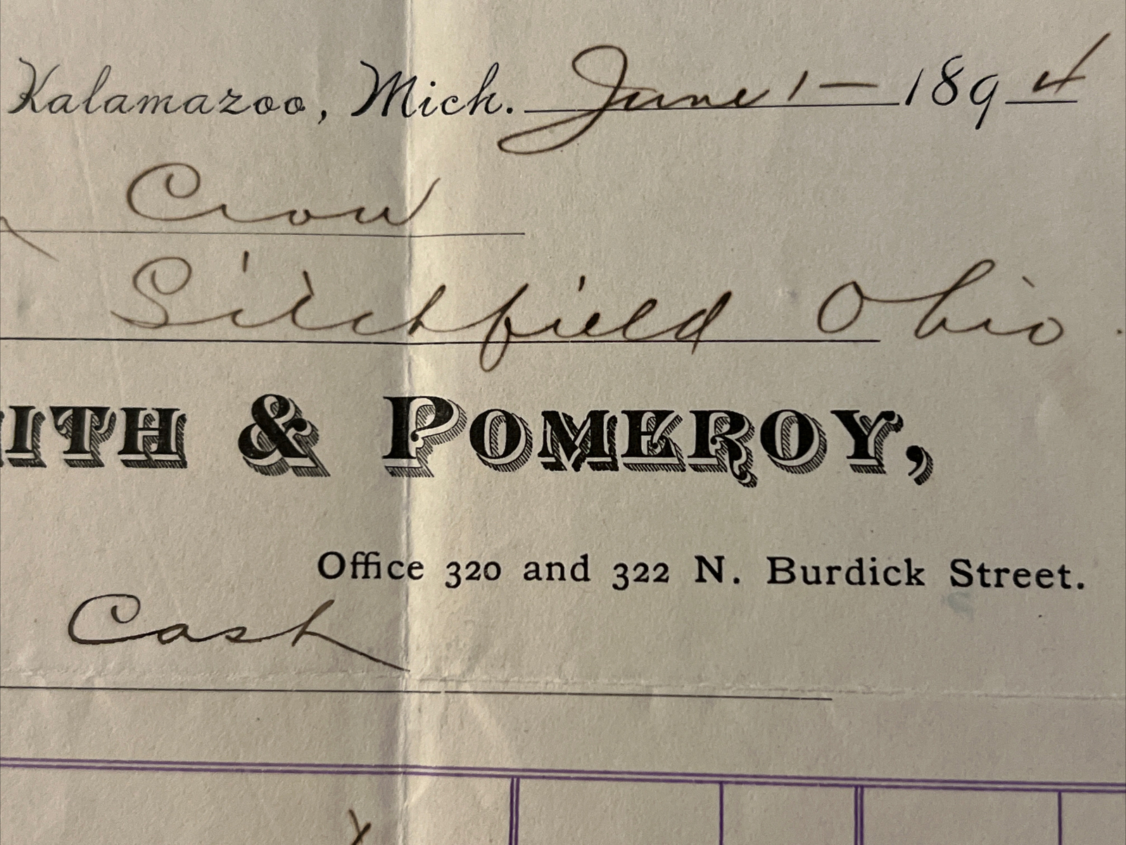 Antique 1894 Smith & Pomeroy Eureka WIND MILLS KALAMAZOO Michigan Bill