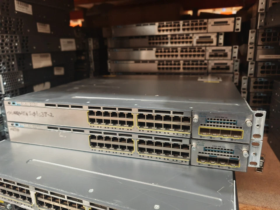 Cisco Catalyst WS-C3750X-24P-S POE+ C3KX-NM-1G Switch with PSU - Image 3 of 3