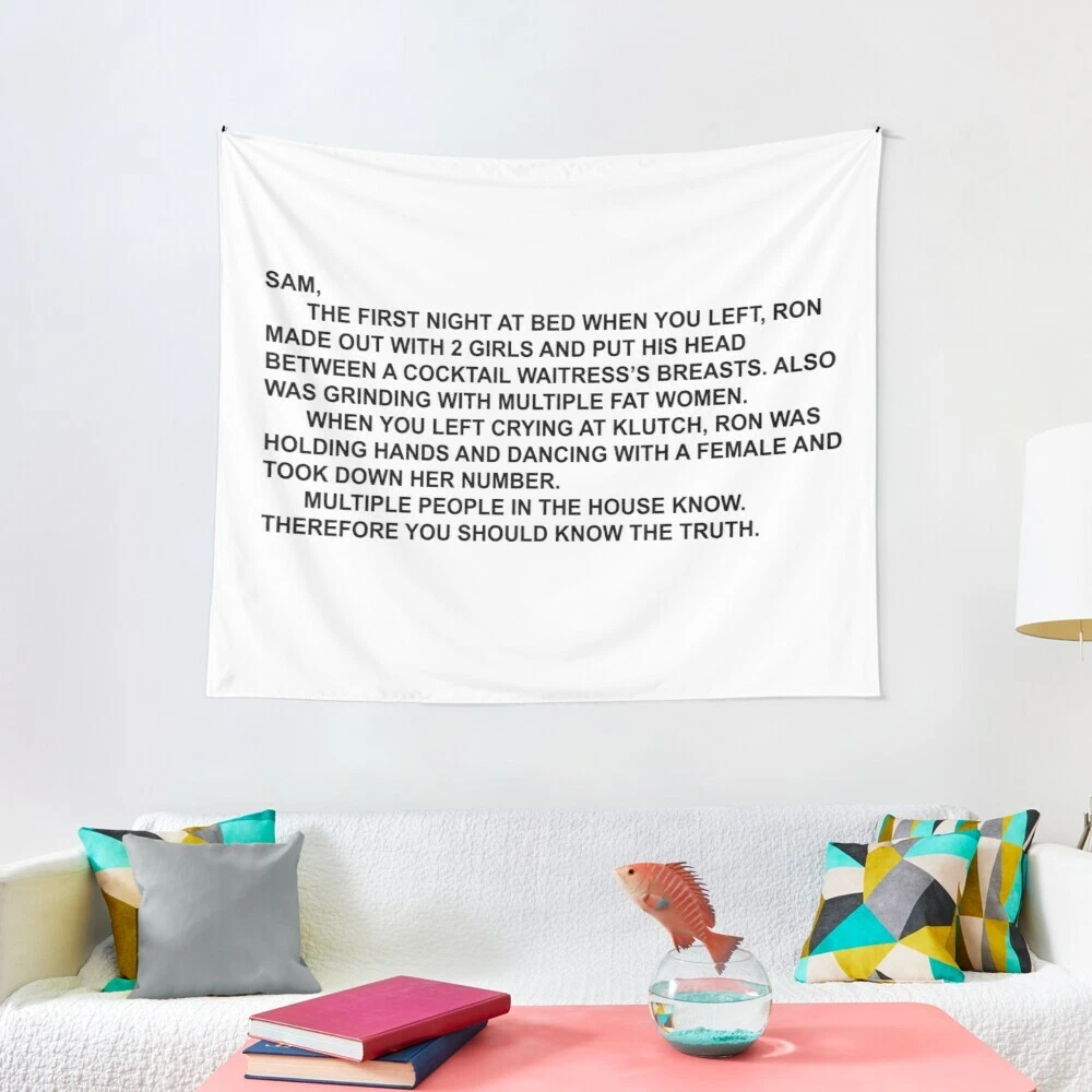 THE NOTE Snooki Mood Tapestries The Note White Wall Tapestry
