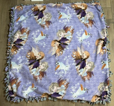 Frozen Fleece Blanket Handmade Tie Double Layer Elsa Anna 48x48 Purple Soft