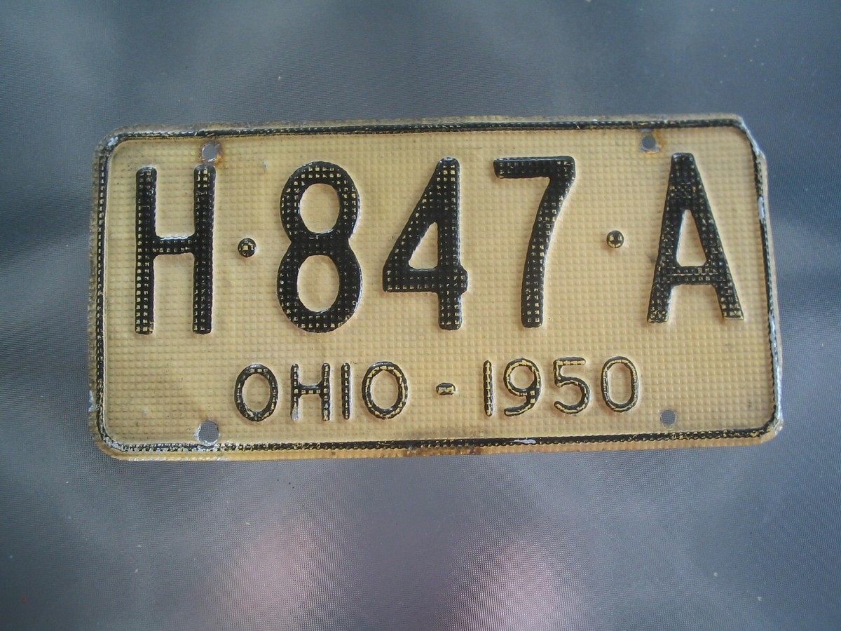 Vintage 1950 Ohio License Plate #H-847-A | eBay