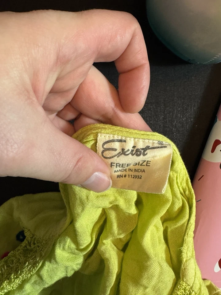 EXIST 刺绣波西米亚连衣裙自由尺寸流畅嬉皮领带染纱布沙滩亮色 — 第 4/4 张图片