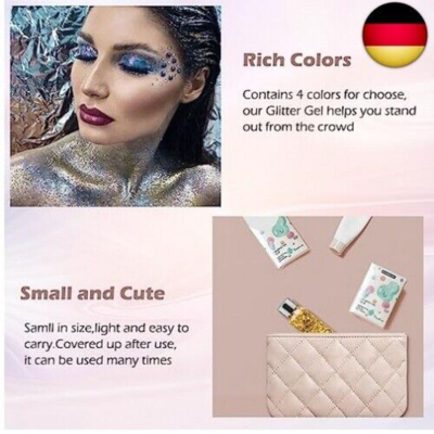 Glitzer Gesicht Gel Set – Für Halloween, Festivals, Party-Make-up, Wasserdicht & Haftfest