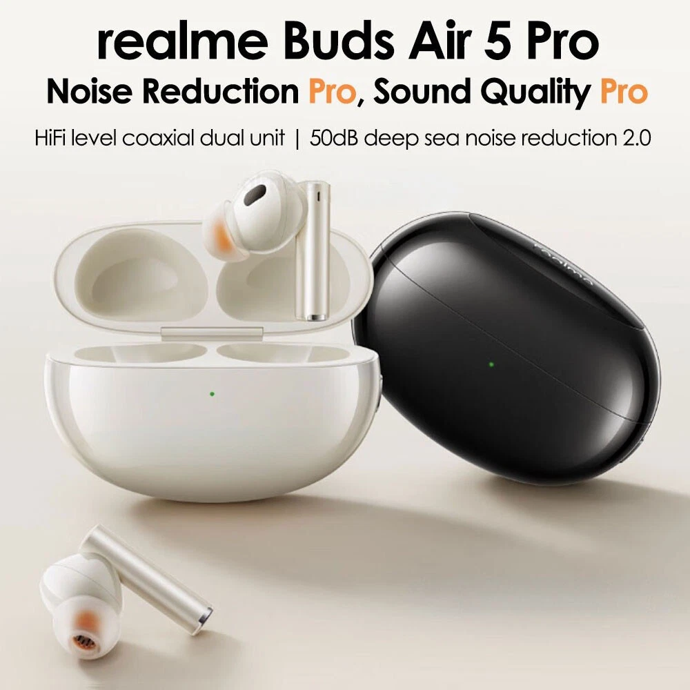 realme Buds Air 5 Pro Wireless Headphones, realBoost Dual Drivers, Up to 40  Hours of Playback, 50dB Active Noise Cancellation, 360° Spatial Audio  Effect - (White) : Electronics 