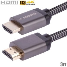 3FT Ultra High Speed HDMI 2.1 48Gbps 8K 60Hz 4K 120Hz Cable Braided Cord Black
