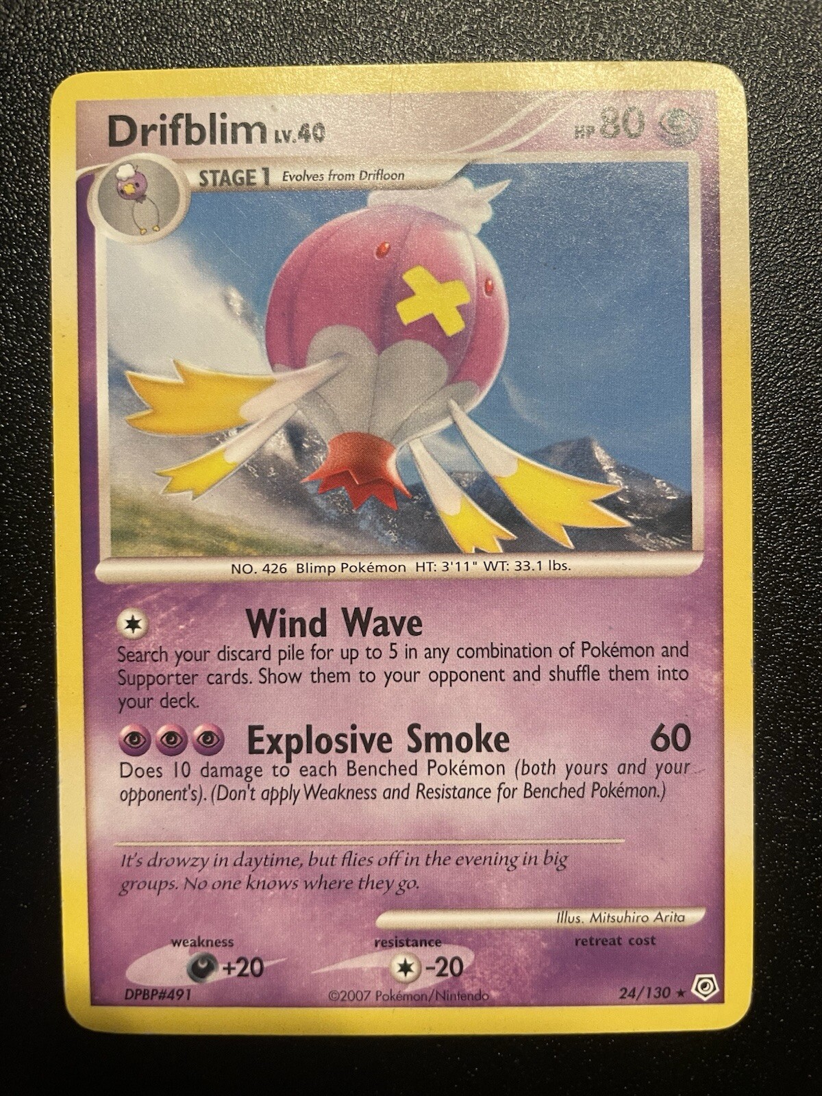 Drifblim 24/130 Diamond and Pearl Regular Rare LP Pokemon Card 2007