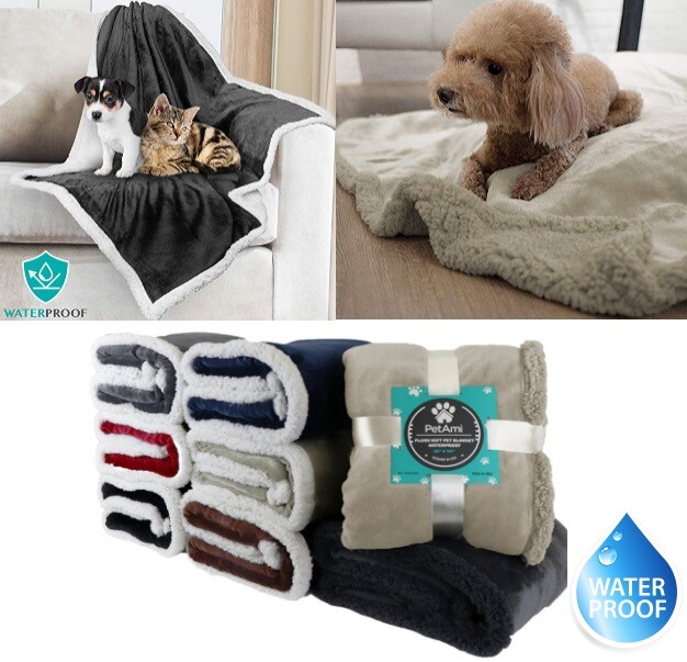 Waterproof Dog Blanket Small Medium Pet Cat Soft Fleece Throw Bed Protection